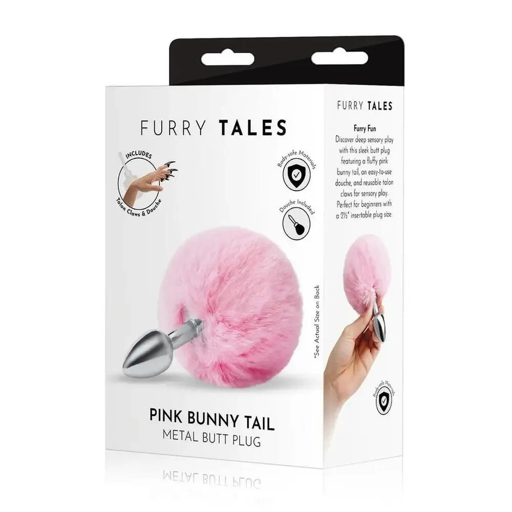 2.7 Inches Furry Tales Pink Bunny Tail Butt Plug