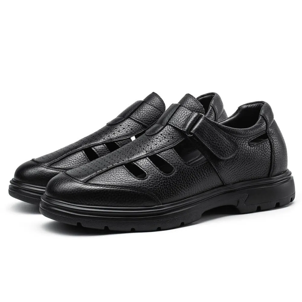 6 CM / 2.36 Inches CMR CHAMARIPA Elevator Sandals - Black Fisherman Sandals