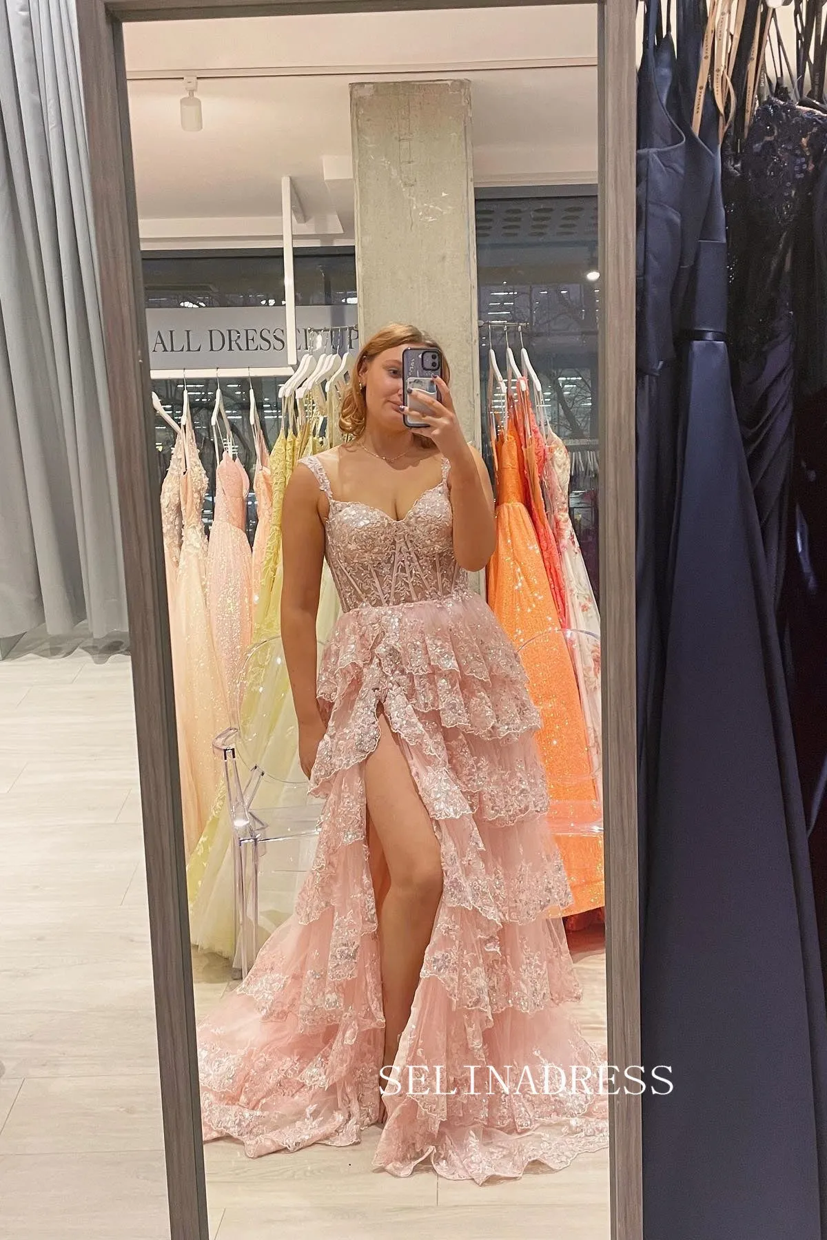 A-line Off the Sholder Glitter Tulle Ball Gowns Lace Long Prom Dresses Cheap Evening Dress JKSS01