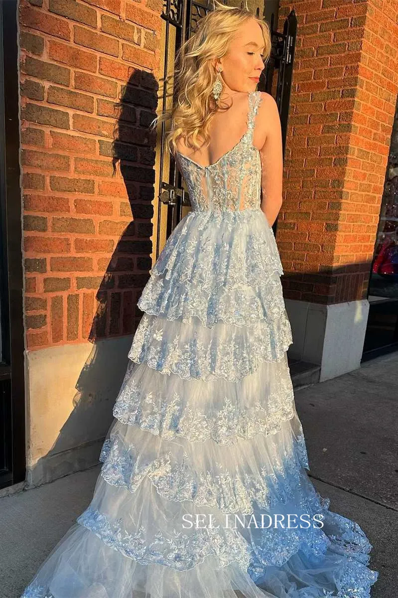 A-line Off the Sholder Glitter Tulle Ball Gowns Lace Long Prom Dresses Cheap Evening Dress JKSS01