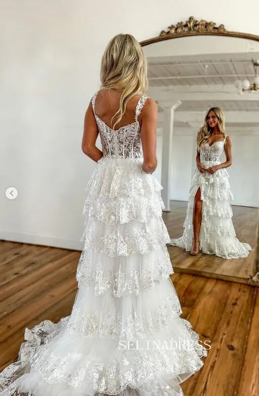 A-line Off the Sholder Glitter Tulle Ball Gowns Lace Long Prom Dresses Cheap Evening Dress JKSS01