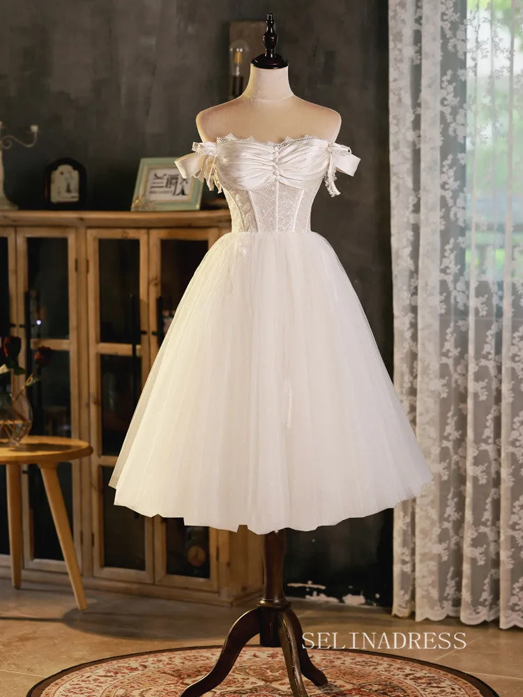 A-line Off-the-shoulder Lace Short Homecoming Dress Cute Summer Outfits EDS001