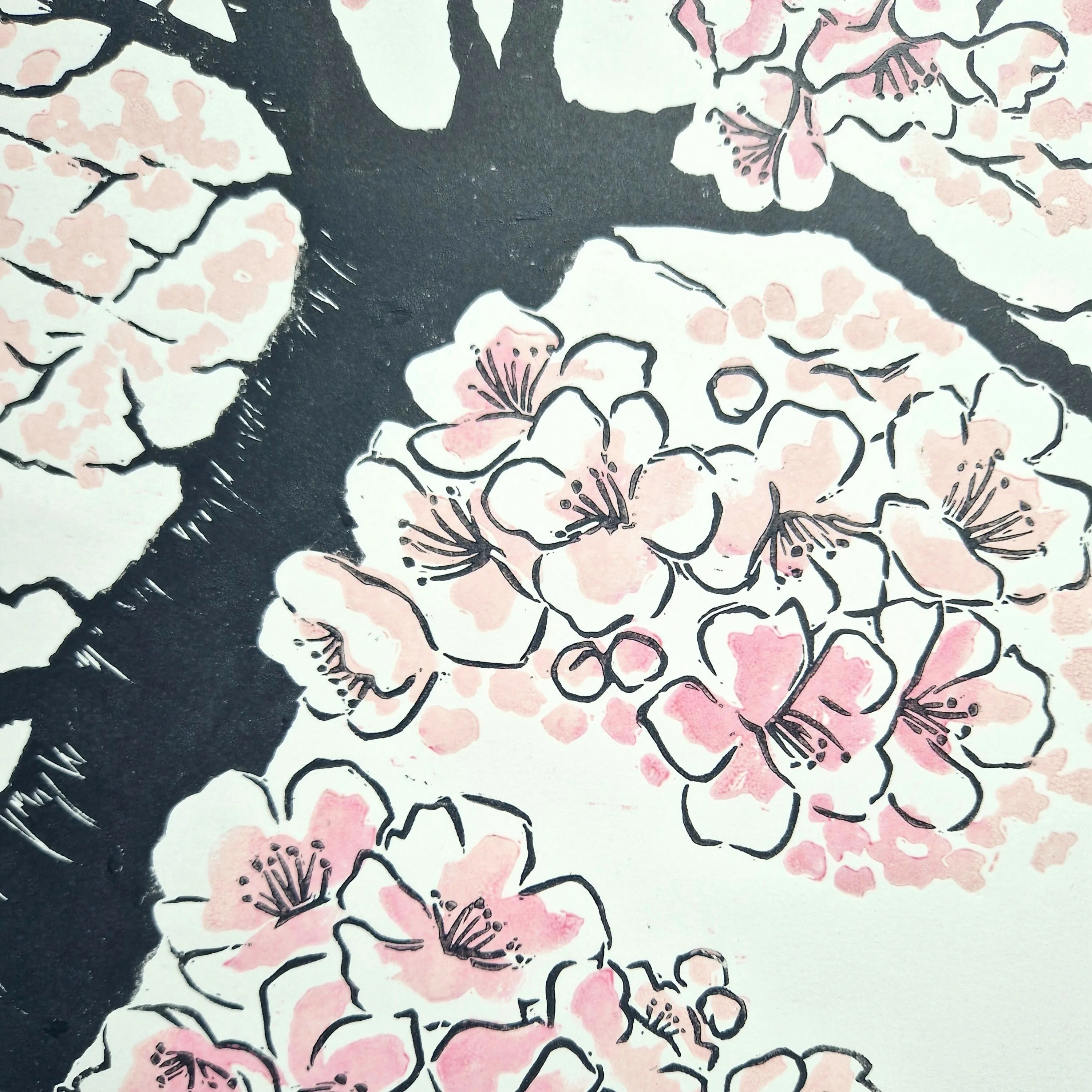 Apple Blossom - Linocut Print