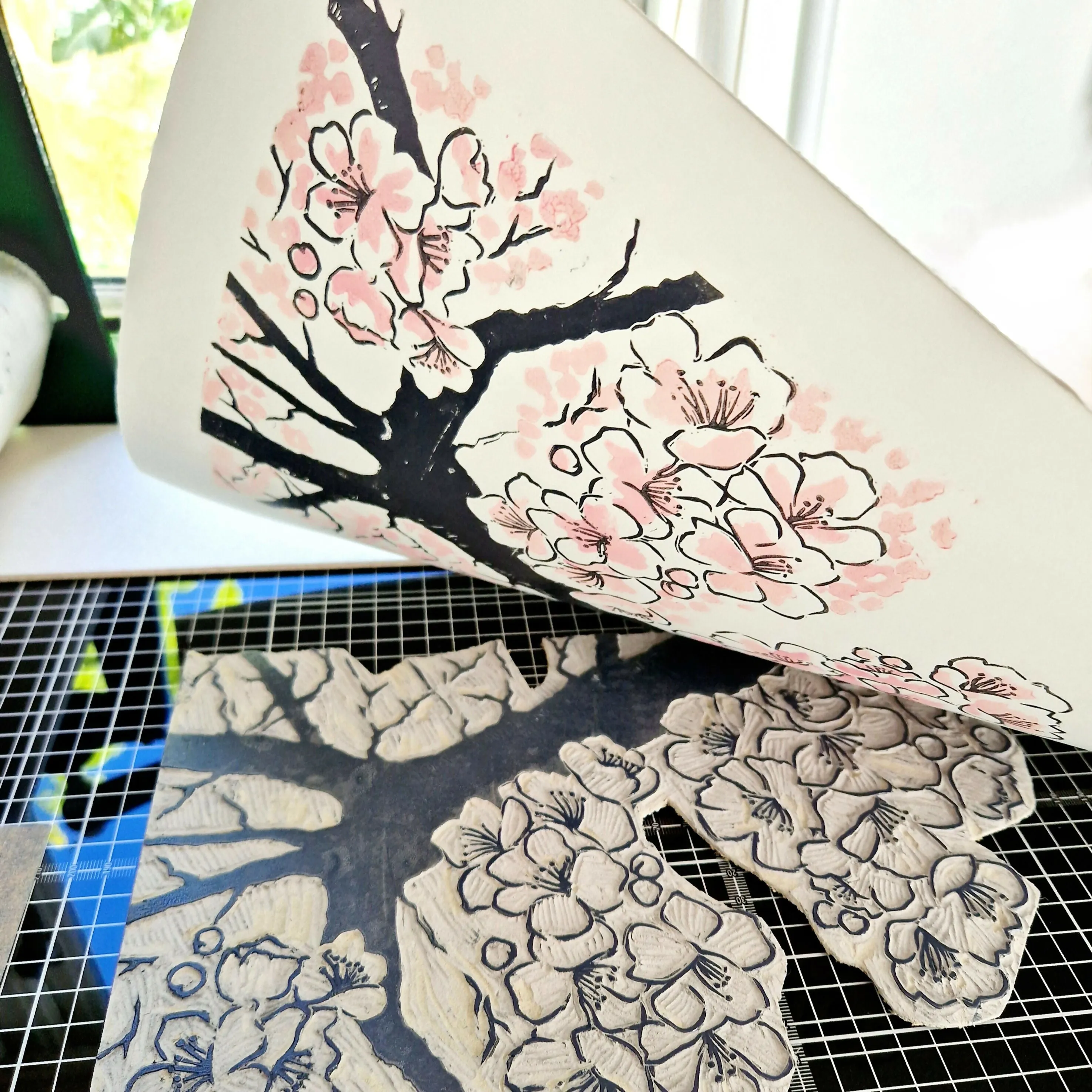 Apple Blossom - Linocut Print