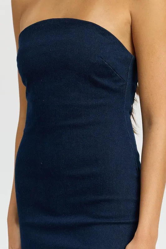 Bodycon Tube Dark Denim Dress