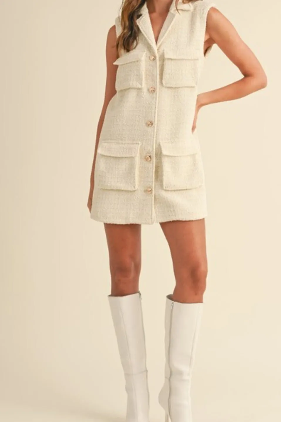 Boucle Collared Mini Dress