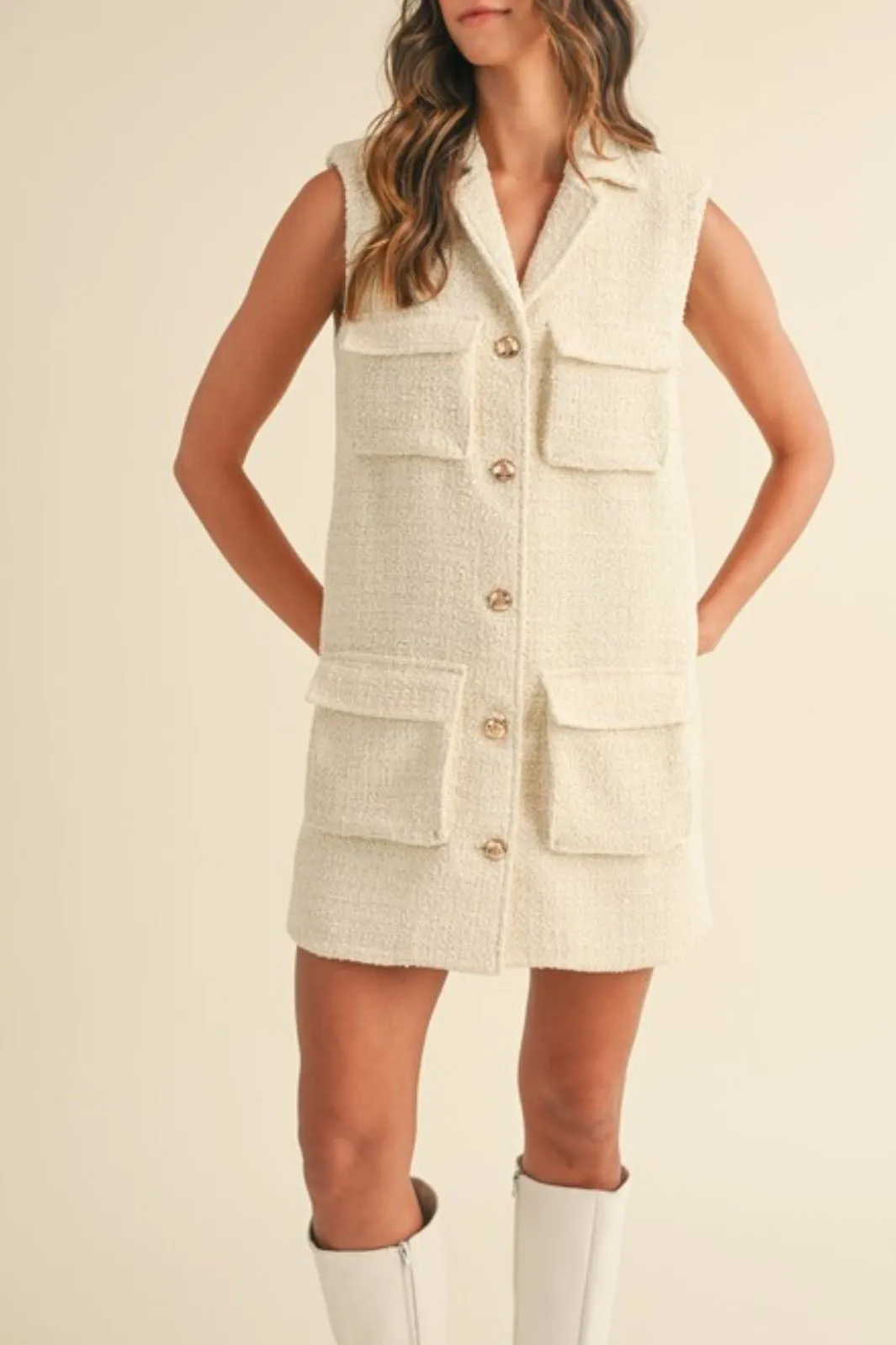 Boucle Collared Mini Dress