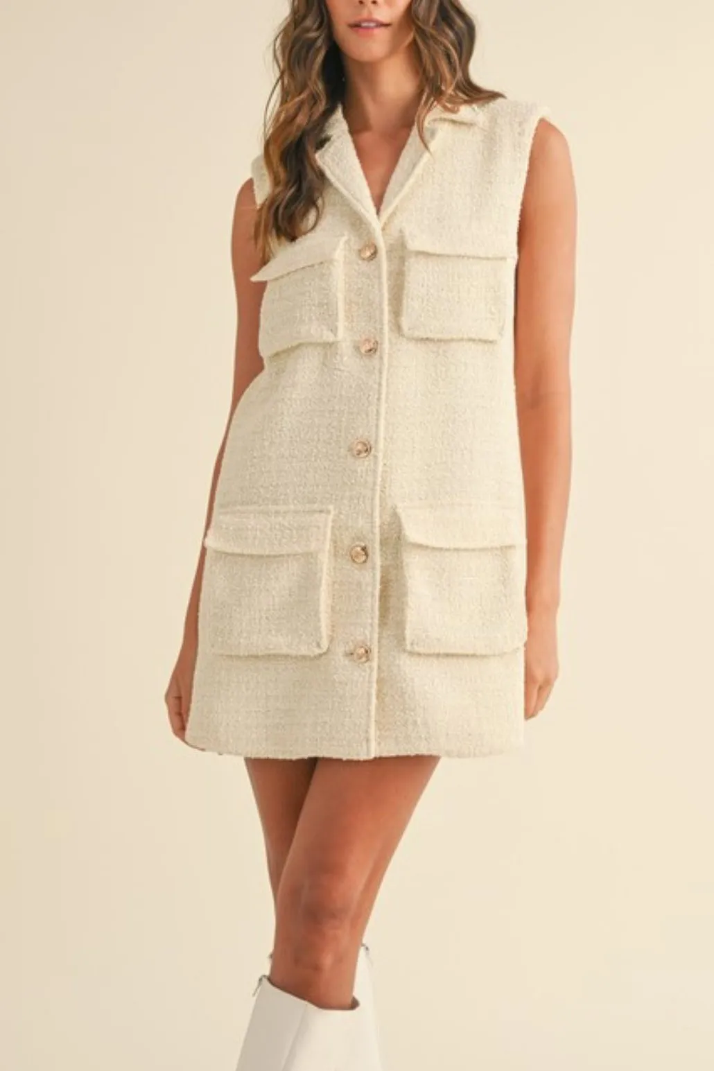 Boucle Collared Mini Dress