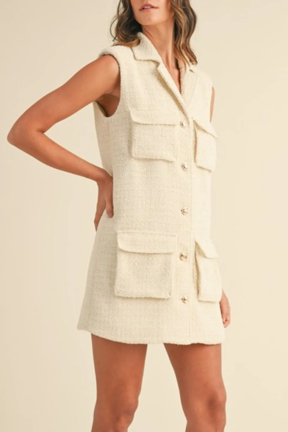 Boucle Collared Mini Dress