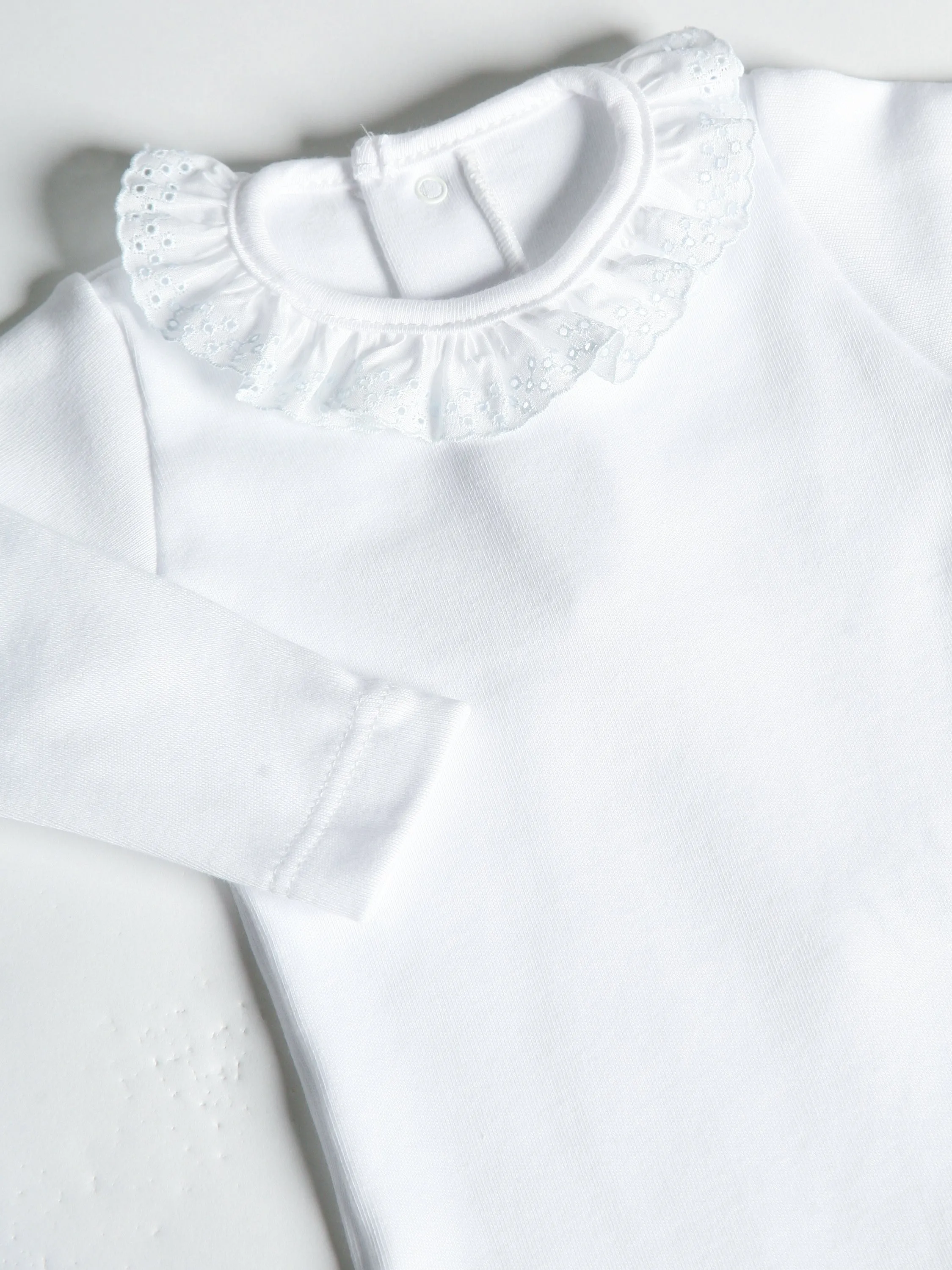 Calamaro White & blue broiderie Frill Collar Vest