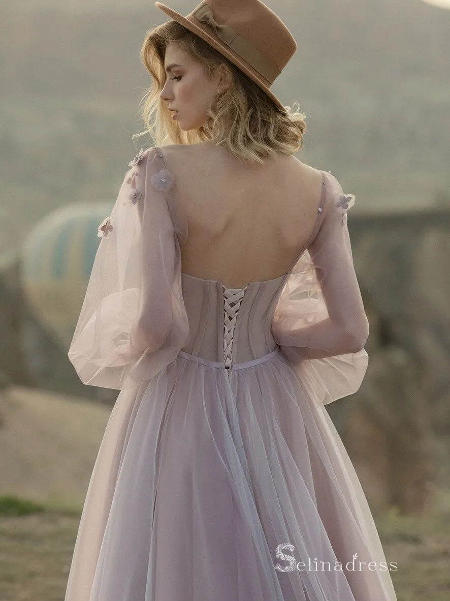 Chic A-line Straps Dusty Pink Long Prom Dress Elegant Evening Dresses MHL173