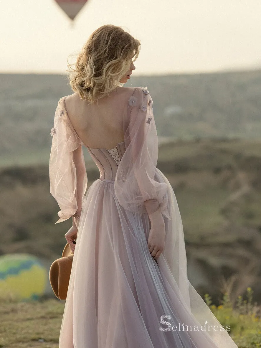 Chic A-line Straps Dusty Pink Long Prom Dress Elegant Evening Dresses MHL173