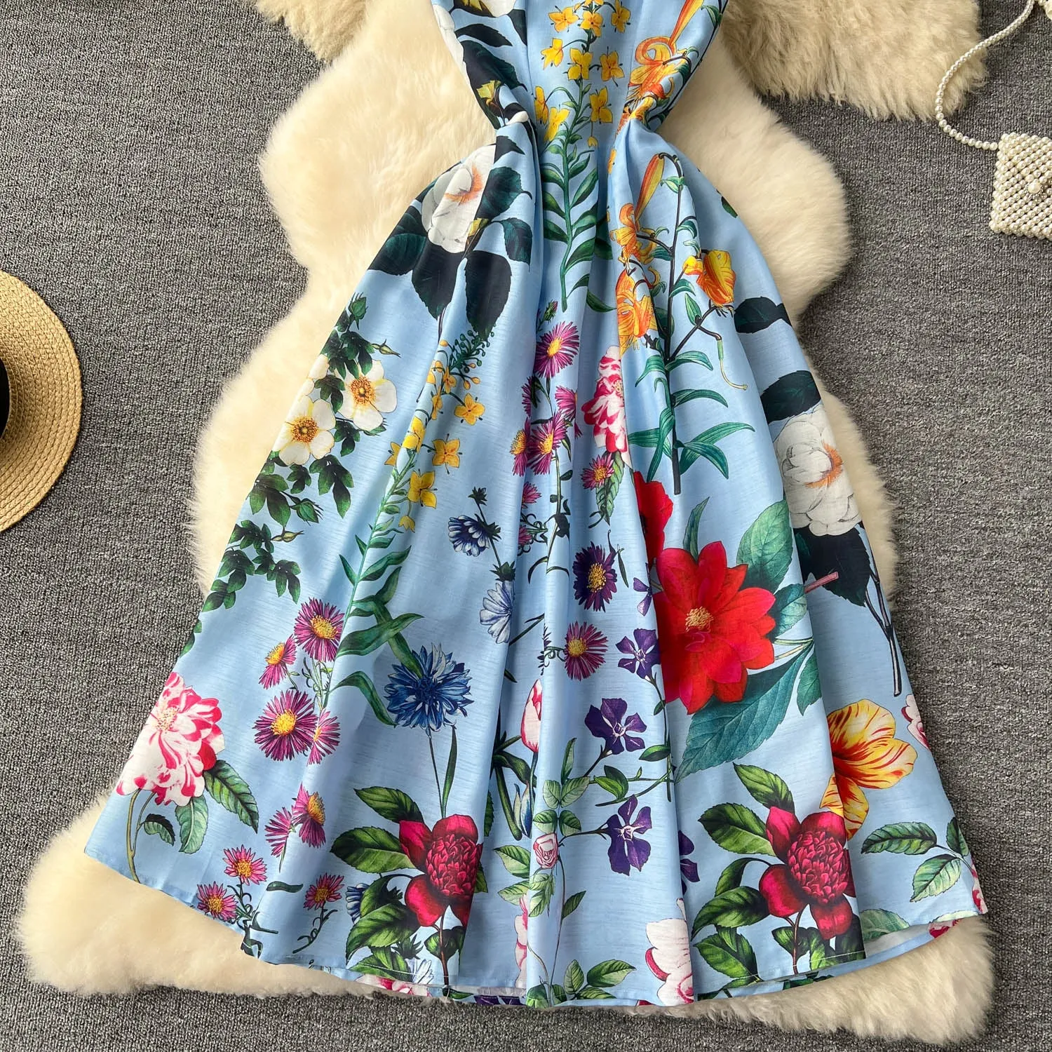 Delicate Floral Printed Vest Dress