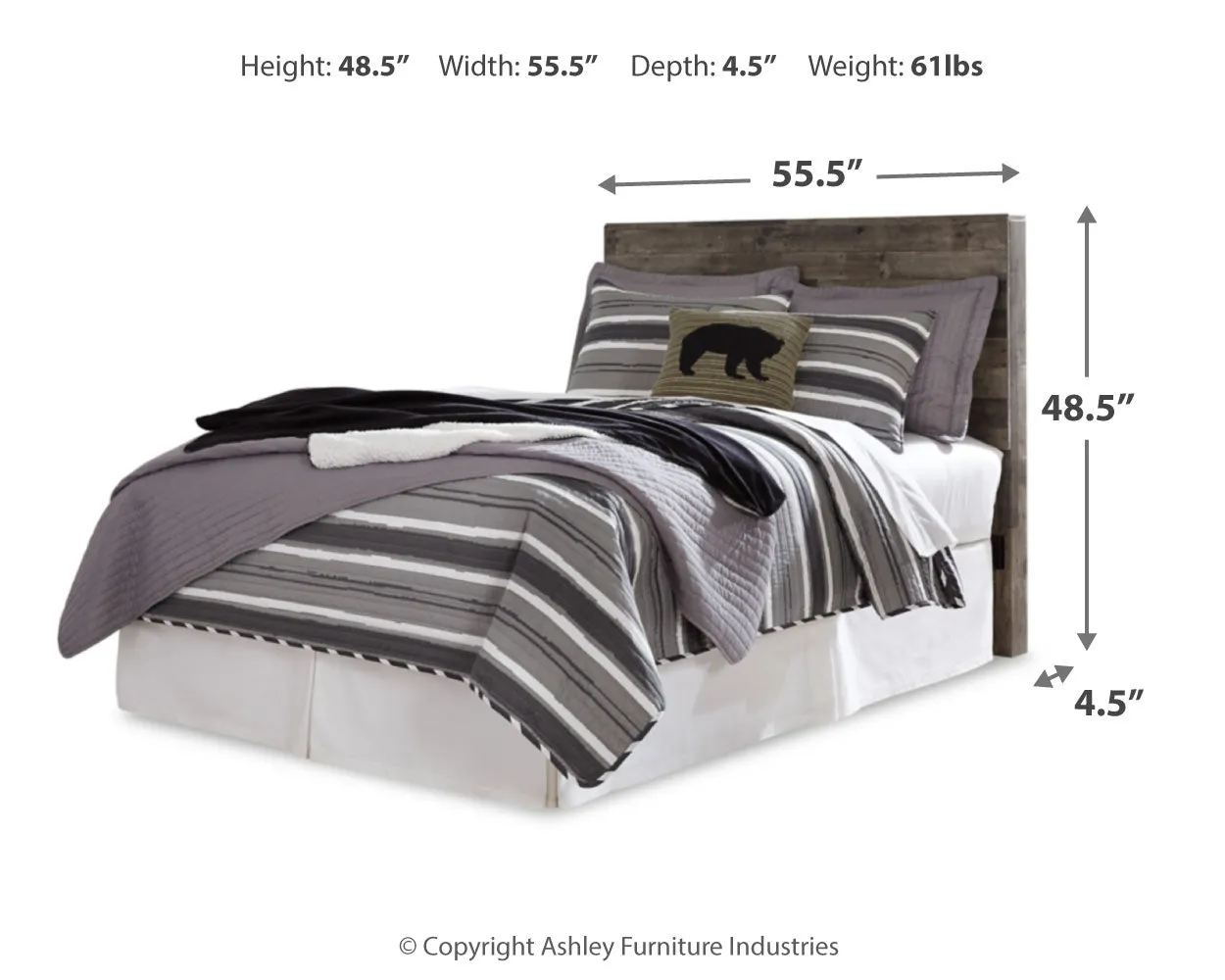Derekson Full Panel Headboard Bed with Mirrored Dresser, Chest and Nightstand