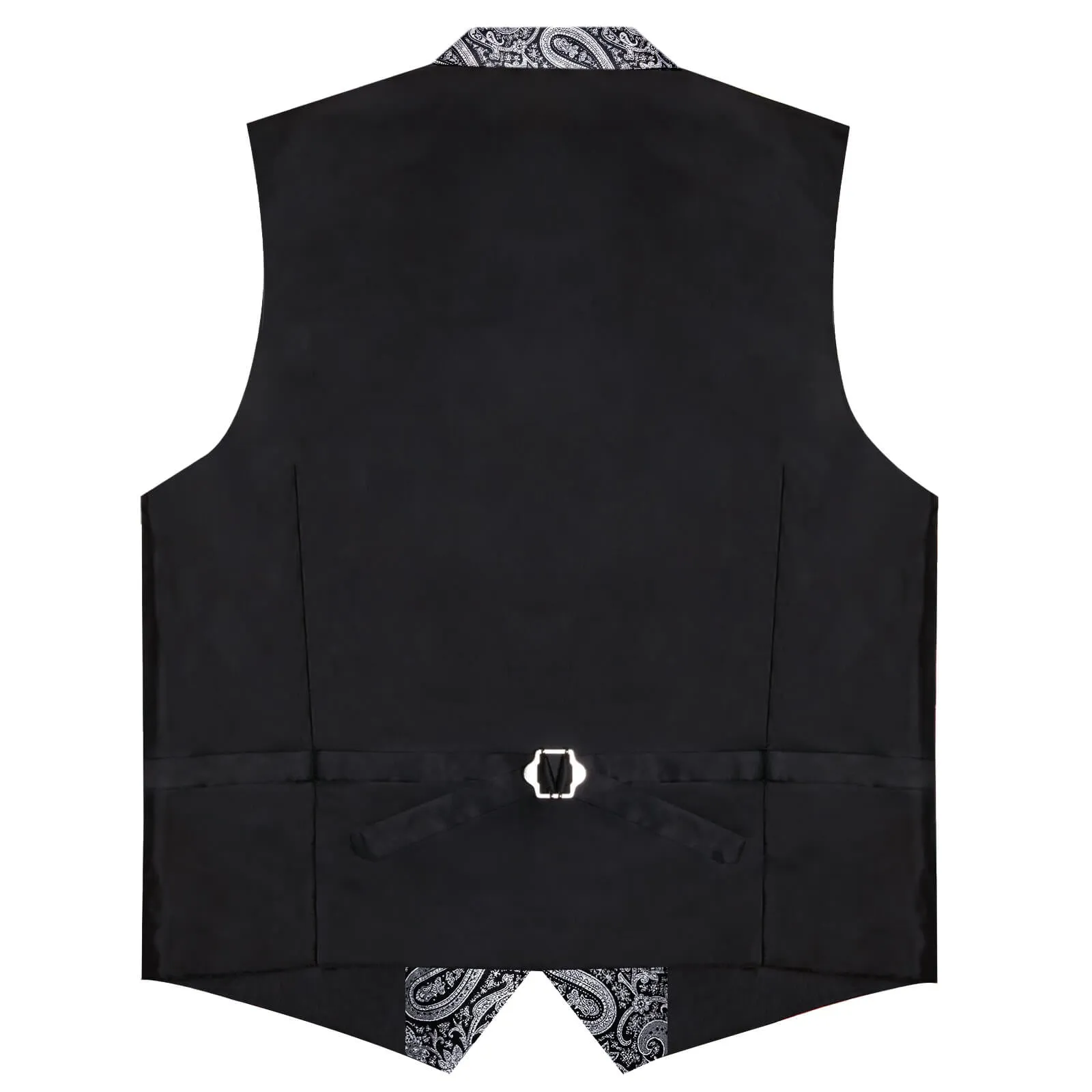DiBanGu Men's Vest Silver Grey Paisley Silk Waistcoat Suit Vest Tie Set