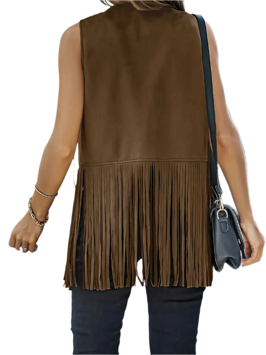 Fringe Open Front Vest Coat