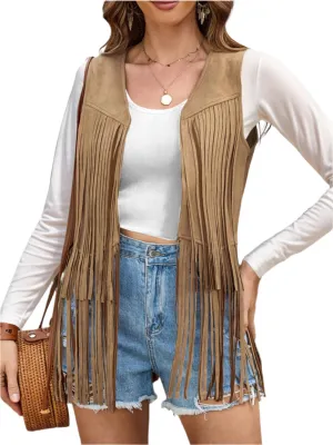 Fringe Open Front Vest Coat