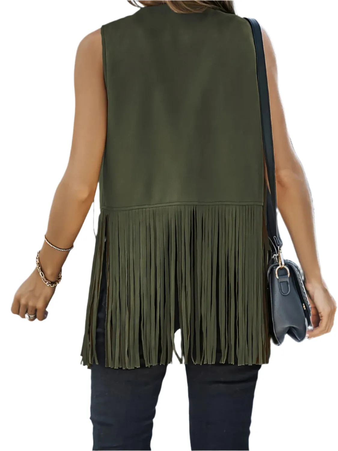Fringe Open Front Vest Coat
