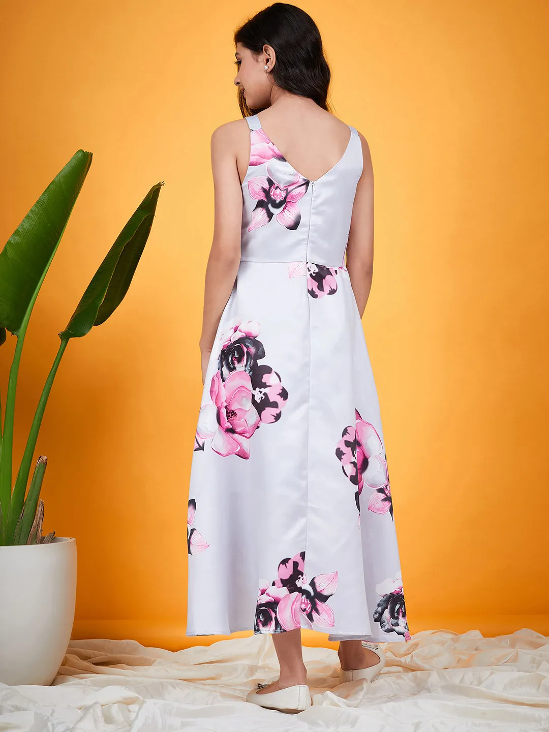 Girls Floral Printed A Line Dress