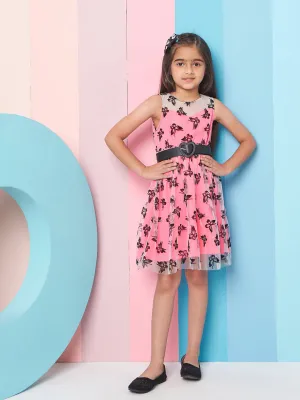 Girls Floral Printed Fit Flare Dress