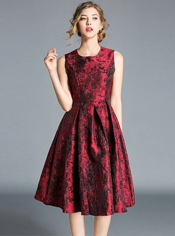 Jacquard Slim Sleeveless Vest Dress