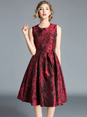 Jacquard Slim Sleeveless Vest Dress