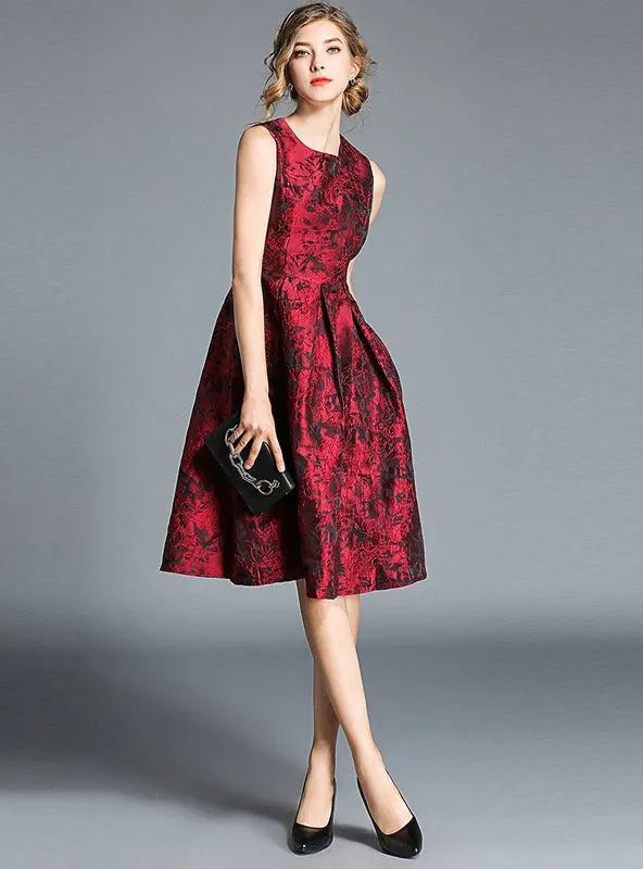 Jacquard Slim Sleeveless Vest Dress