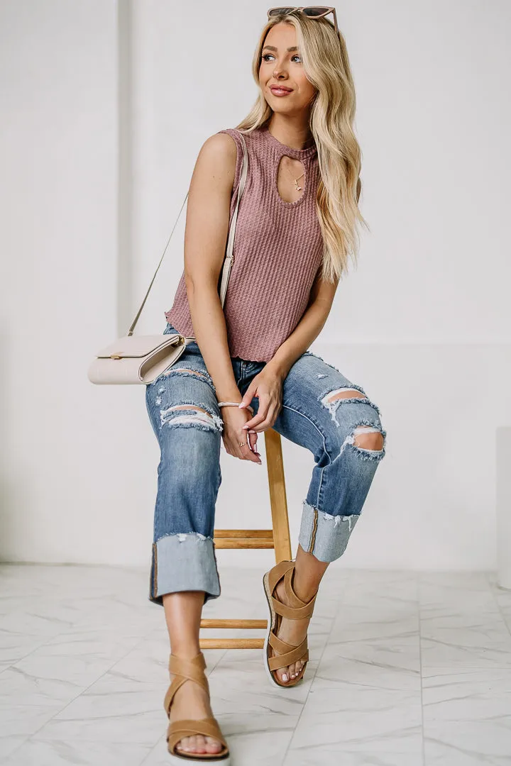 Key To My Heart Cut Out Top | Burgundy