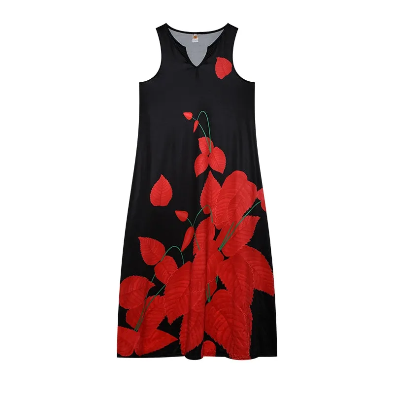 Leaf Rose Sunflower Loose Dress Vest