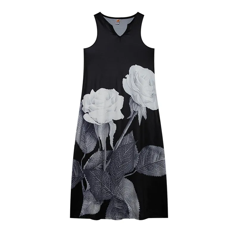 Leaf Rose Sunflower Loose Dress Vest