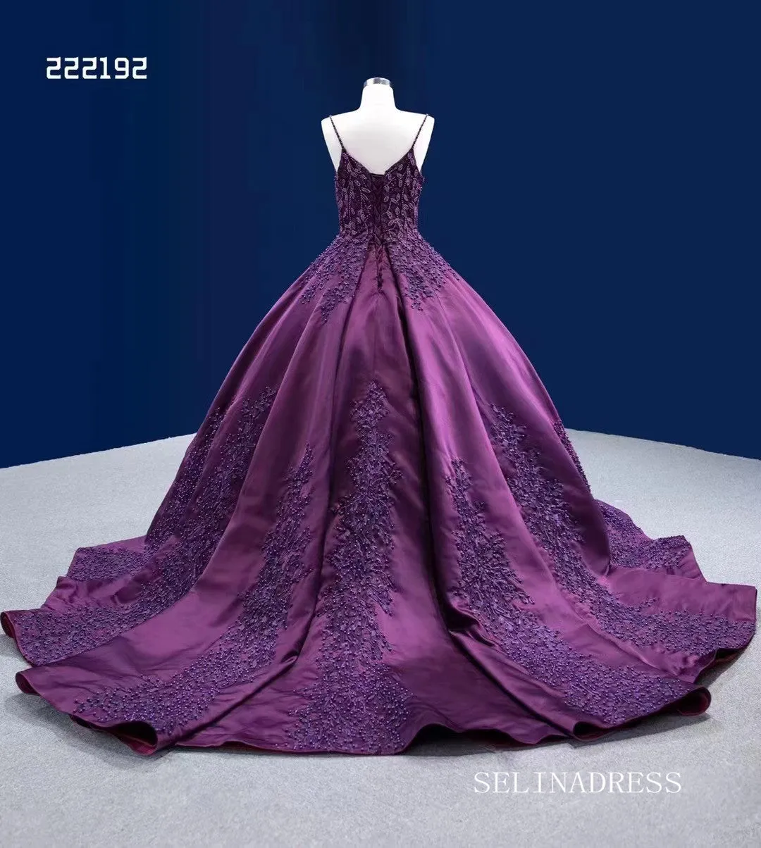 Luxury Spaghetti Straps Ball Gown Ombre Grape Beaded Prom Dress Quincess Dress RSM222192