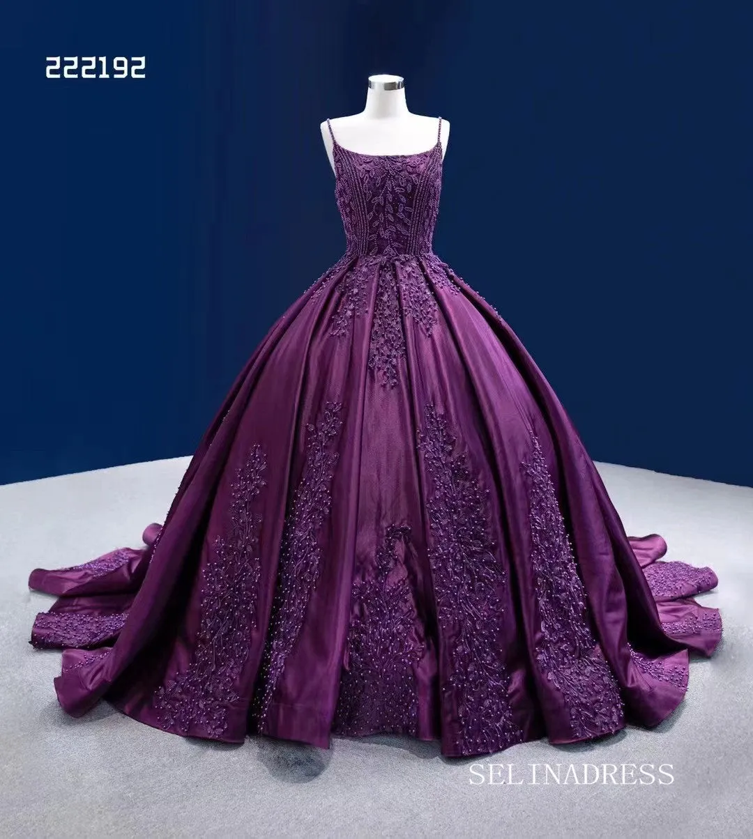 Luxury Spaghetti Straps Ball Gown Ombre Grape Beaded Prom Dress Quincess Dress RSM222192