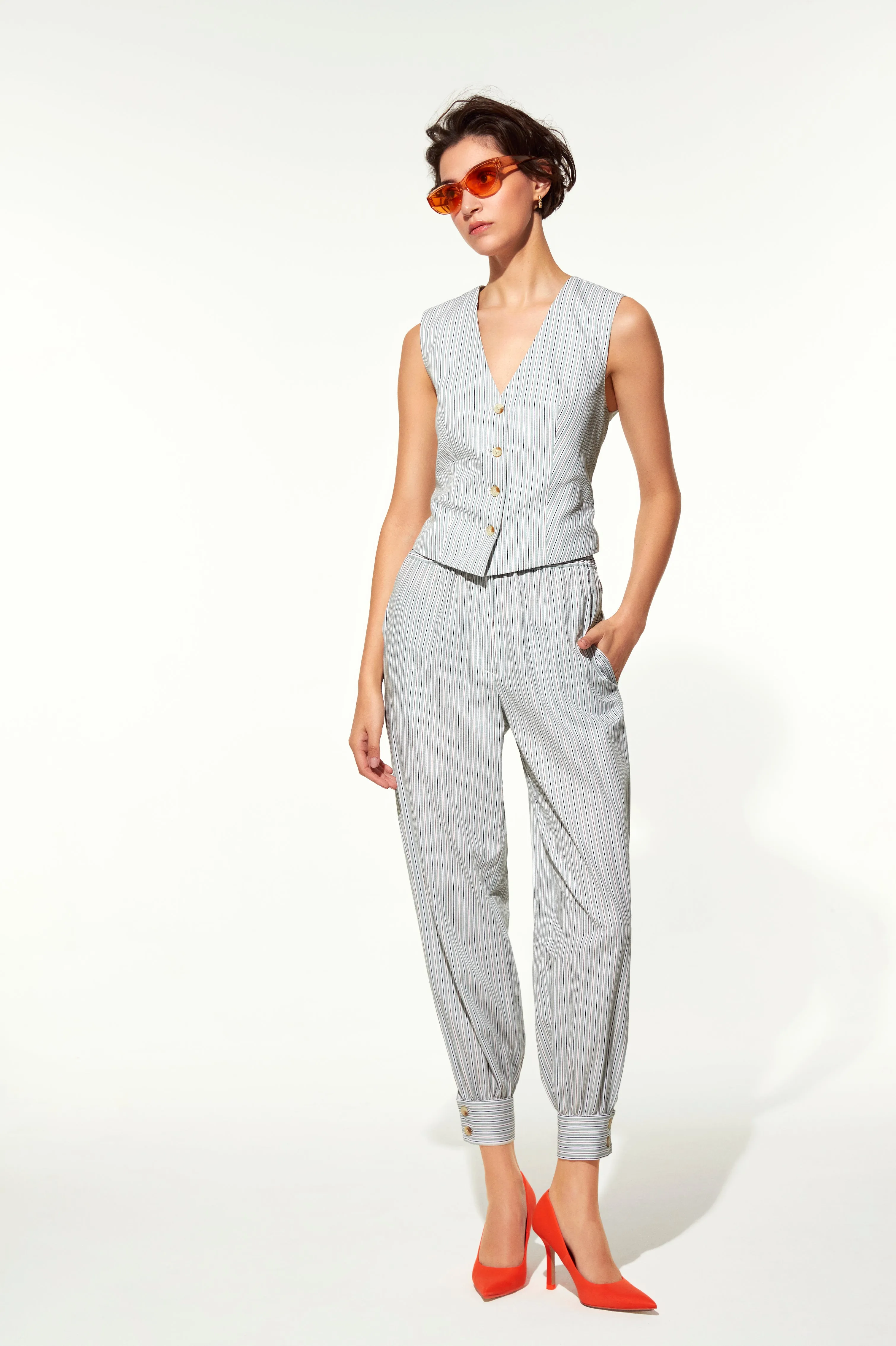 Lyra Striped Cotton Vest