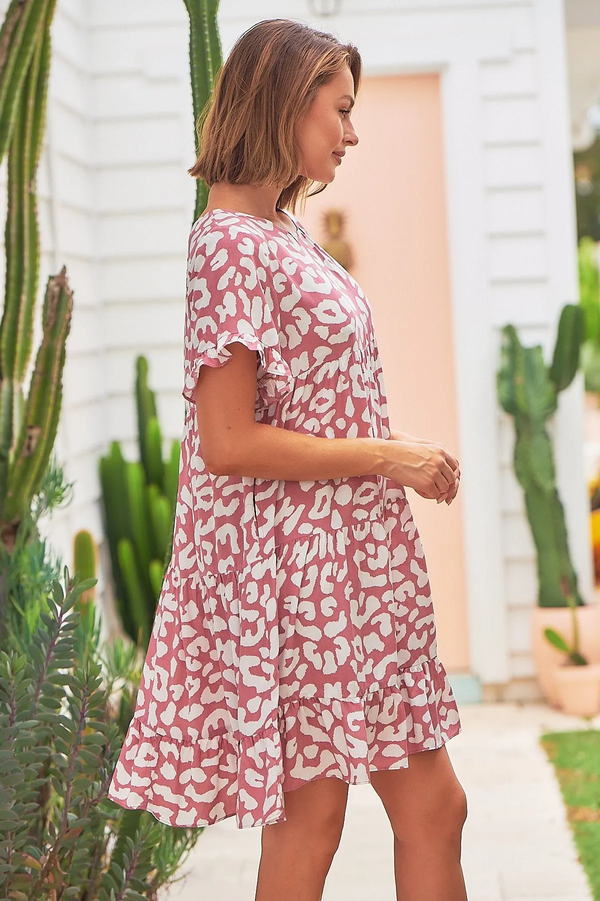 Marcie Pink Animal Print Smock