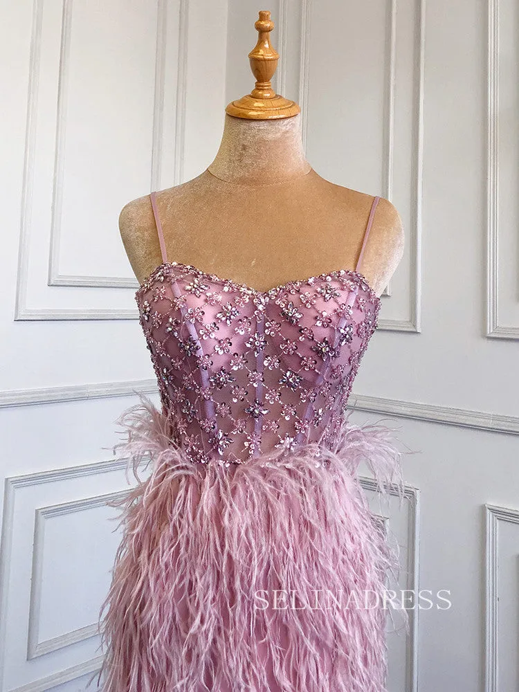 Mermaid Spaghetti Straps Sleeveless Blue Prom Dress Sparkly Evening Gowns hlks017