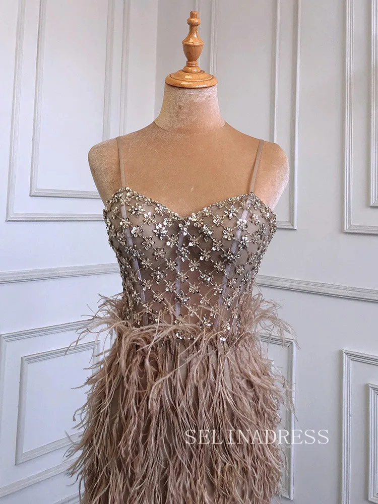 Mermaid Spaghetti Straps Sleeveless Blue Prom Dress Sparkly Evening Gowns hlks017