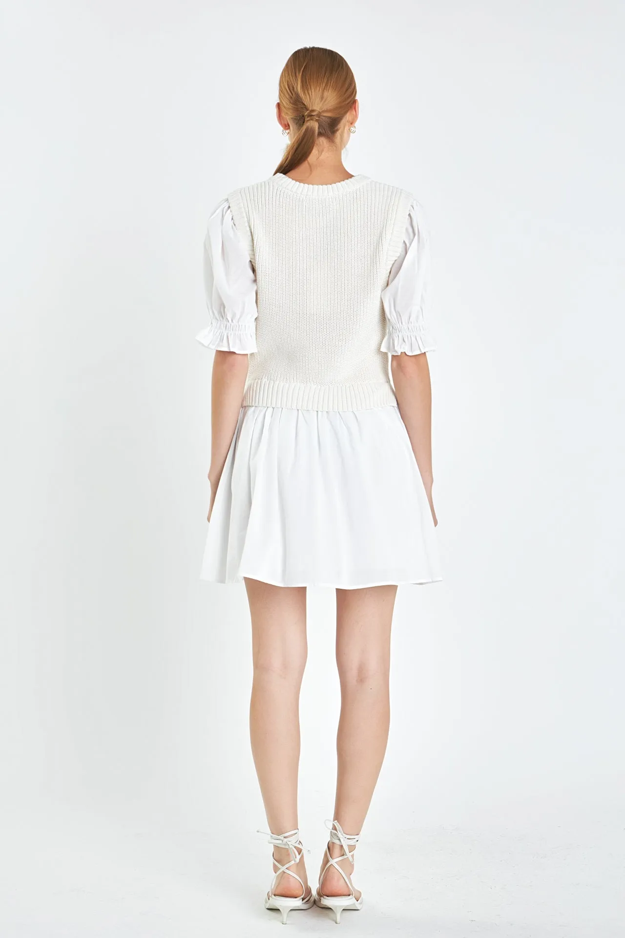 Mix Media Dress in White