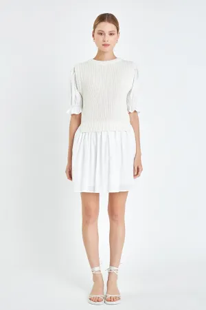 Mix Media Dress in White