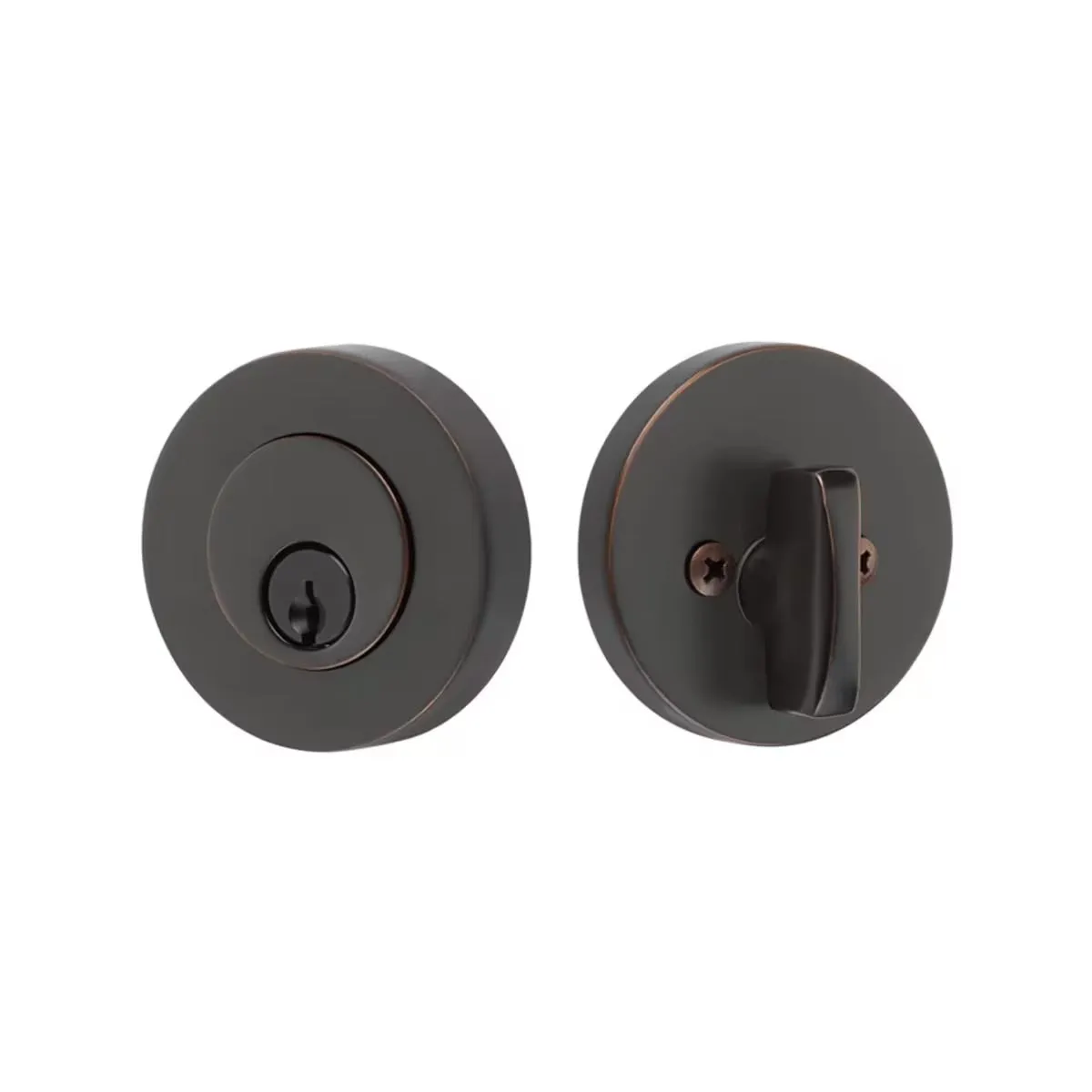 Modern Disc Keyed Deadbolt with Keyless Entry Door Lock Upgrade Option