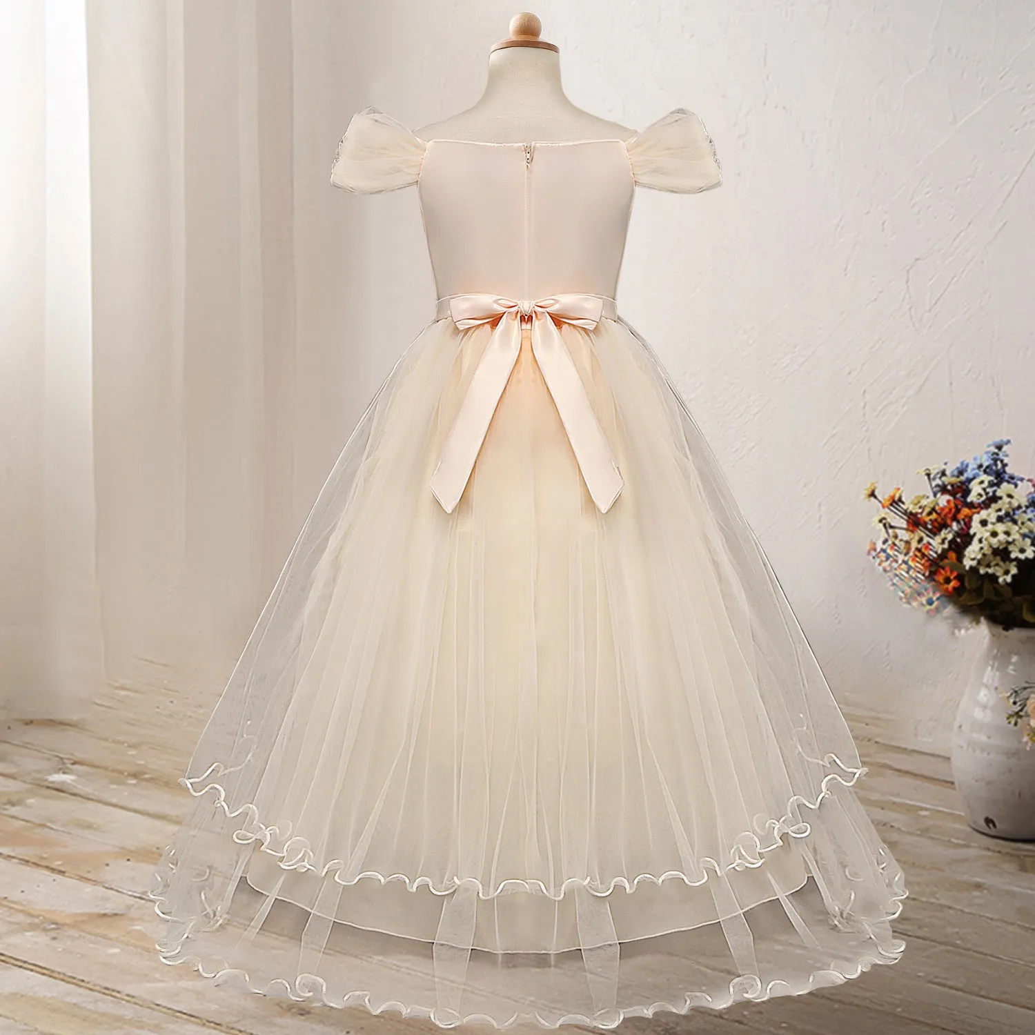 On shoulder Princess Flower Dress Costume