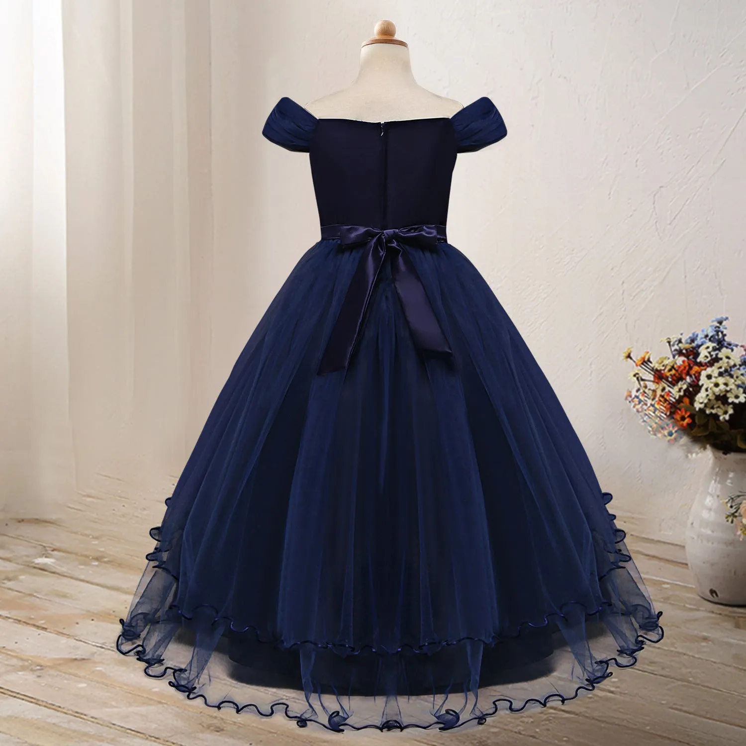 On shoulder Princess Flower Dress Costume
