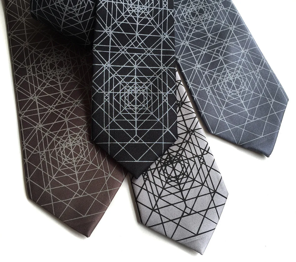 Op Art Triangles Silk Necktie. Psychedelic geometric print tie