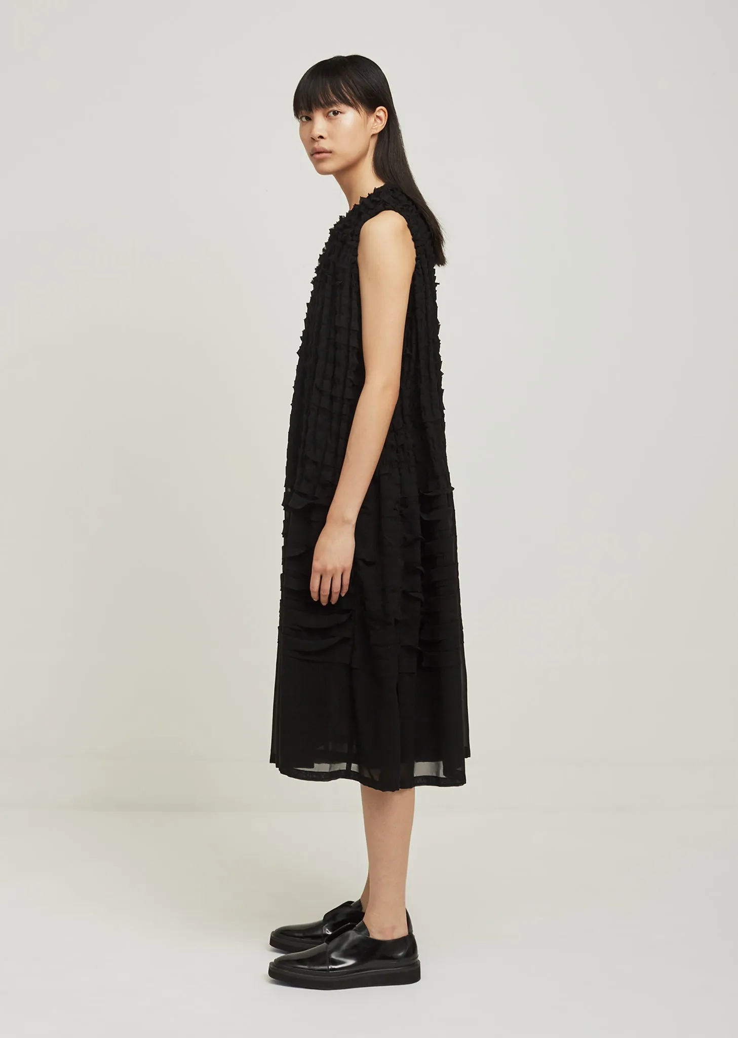 Polyester Georgette Tape Pleated Dress