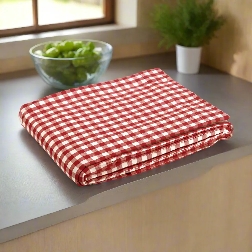 RANS Gingham Checked Red Tablecloth