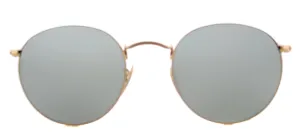 Ray-Ban RB 3447N 001/30 Round Metal Gold Sunglasses with Grey Flat Flash Lens