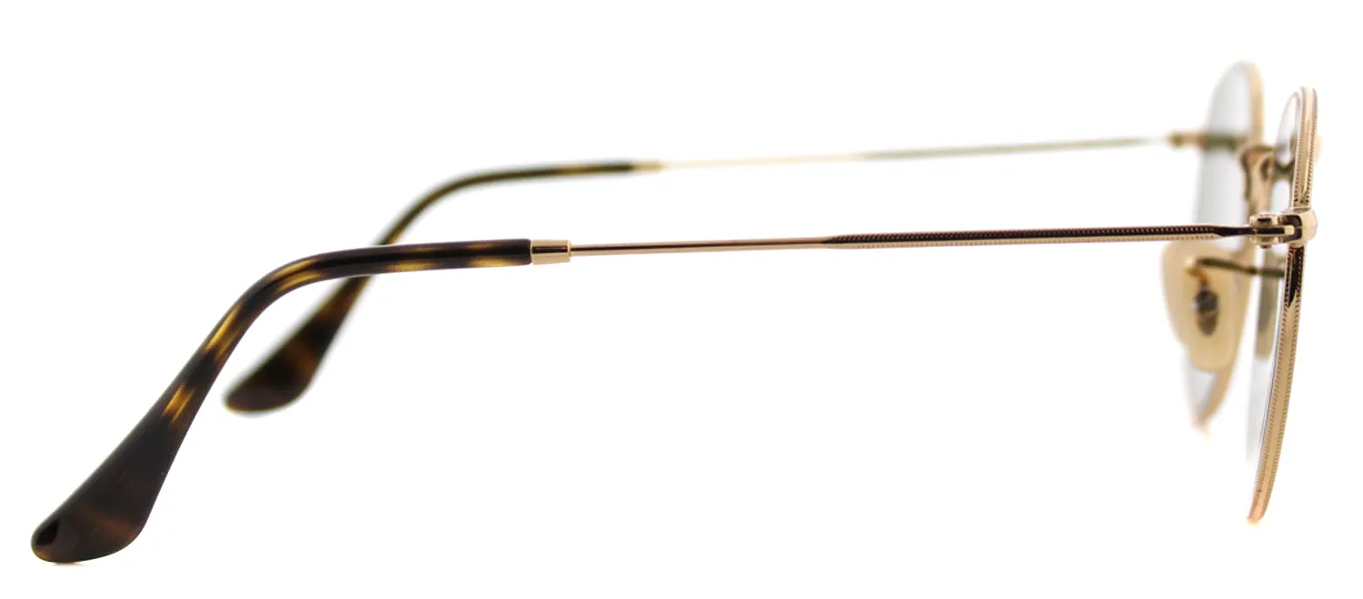 Ray-Ban RB 3447N 001/30 Round Metal Gold Sunglasses with Grey Flat Flash Lens