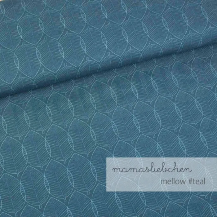 Remnant 20-inch - Cotton Jersey - Mellow Leaves-Teal