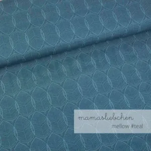 Remnant 20-inch - Cotton Jersey - Mellow Leaves-Teal