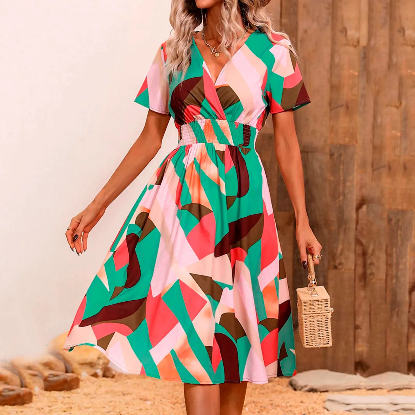 Sleeve Ruffle Floral Print Mini V Neck Boho Casual Beach A-line Casual Short Dress