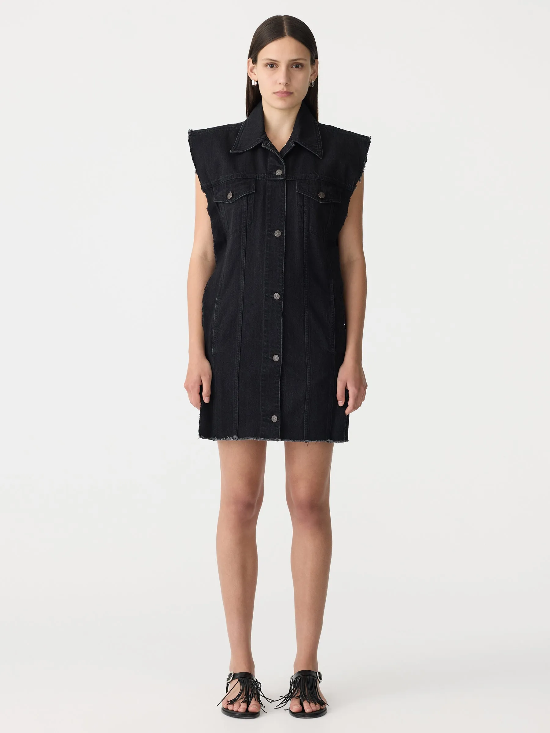 sleeveless denim vest dress